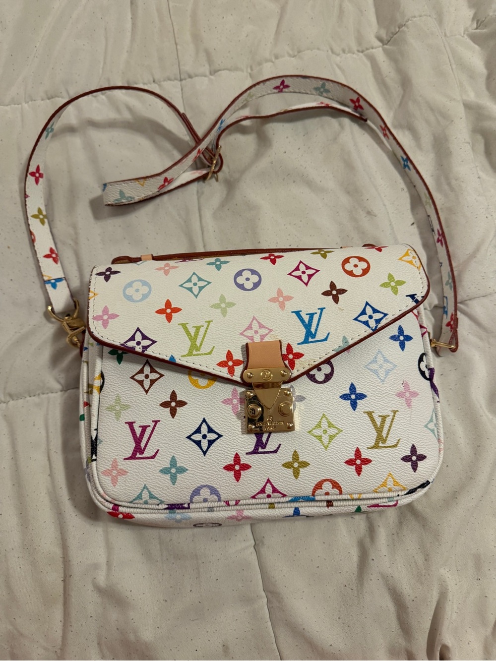 White Multicolor Monogram Crossbody Bag